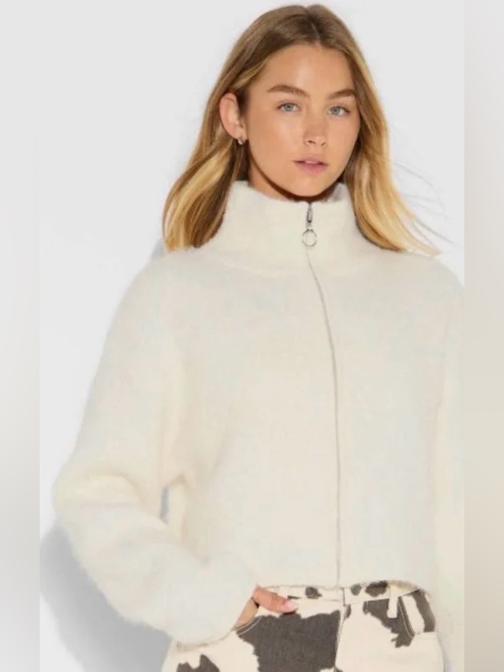 Wild fable Cropped mock Turtleneck zip up sweater